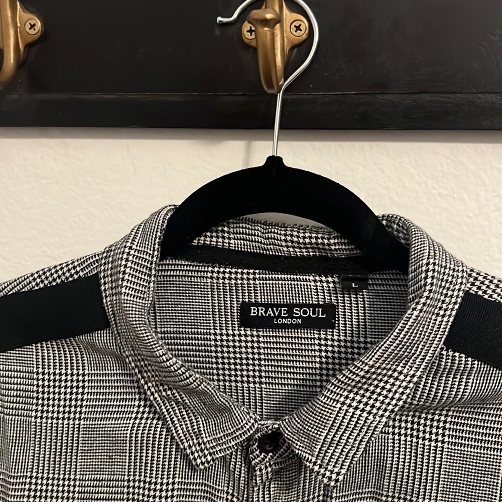 Brave Soul prince of wales check long sleeve shirt